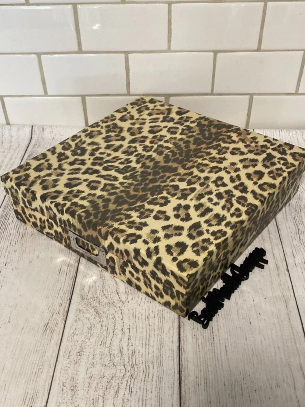 12x12 Leopard Print Kitsch Retro Inspired Photo Storage or Display Box